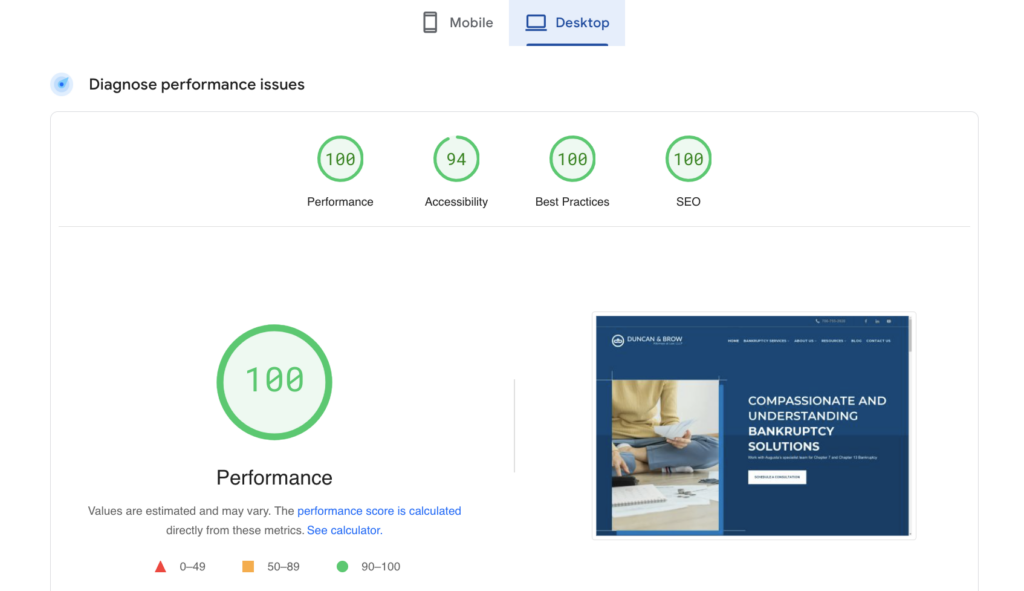 google page speed insights